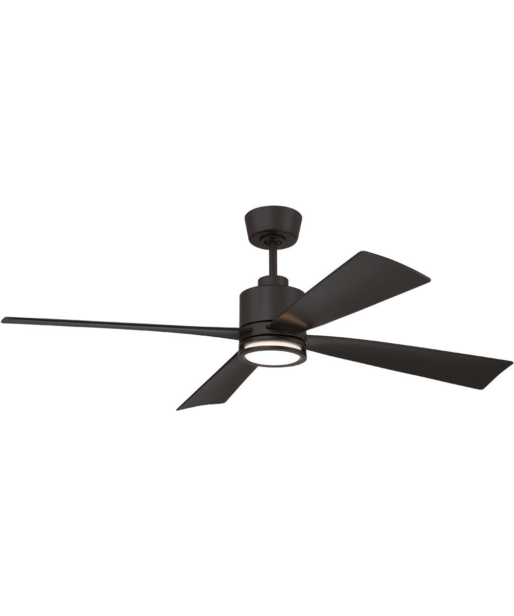 Rhett 52" 4-Blade Indoor/Outdoor Ceiling Fan Damp Rated 1-Light Fan Flat Black