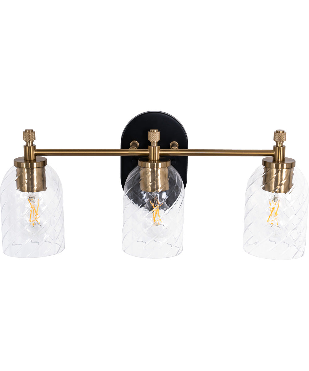 Council 3-Light Lighting Flat Black/Satin Brass