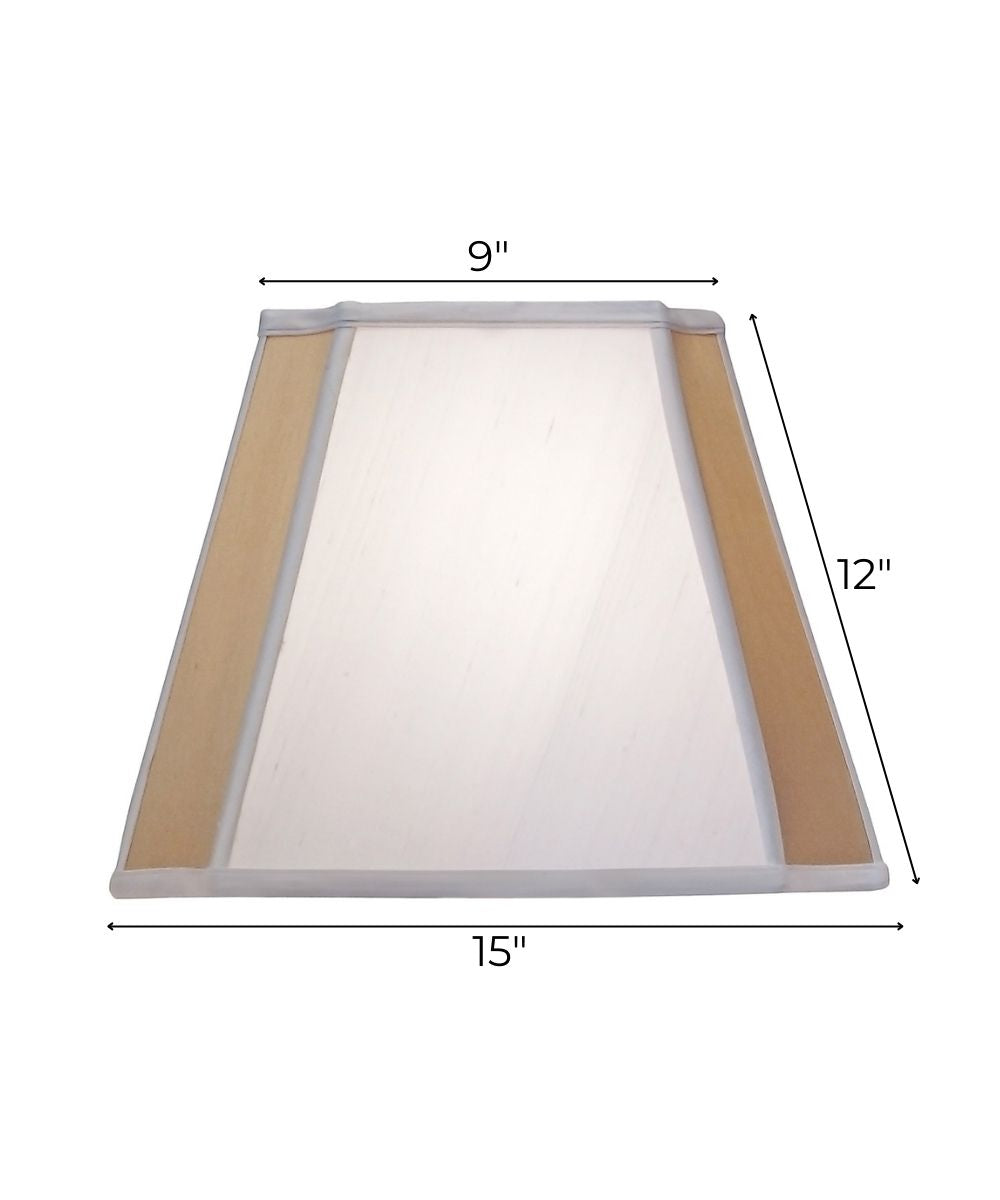 9x15x12 Off White & Tan Silk Shantung Cut Corner Square Softback Lampshade