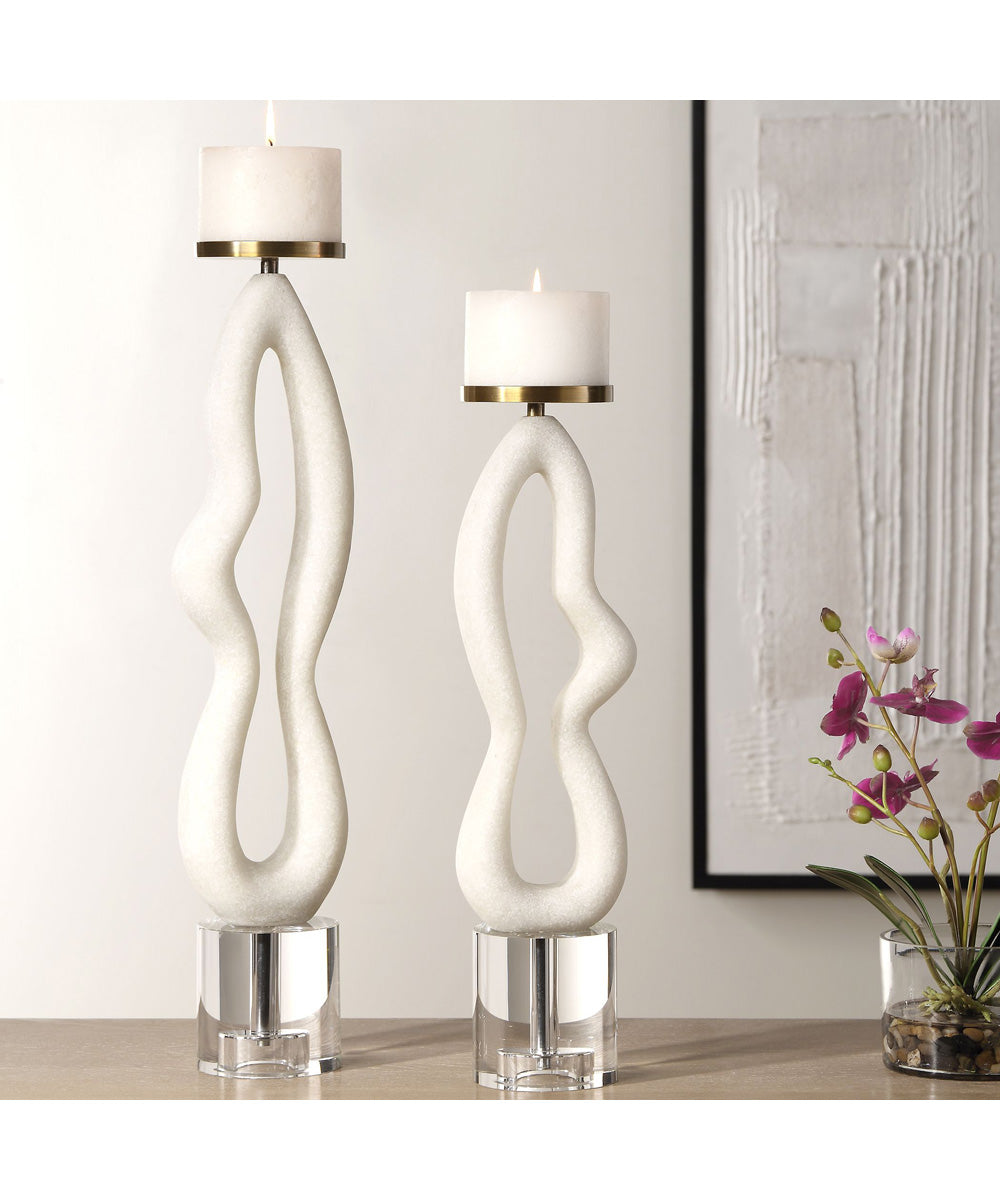 Feamelo Ivory Stone Candleholders, Set of 2