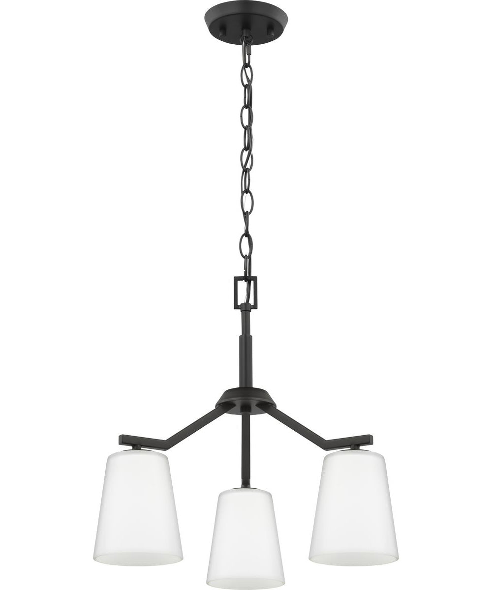 Vertex 3-Light Etched White Convertible Chandelier Matte Black