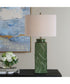 1-Light Table Lamp with Raised Leaf Ceramic in Glossy Green