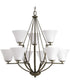 Bravo 9-Light Etched Glass Modern Chandelier Light Antique Bronze