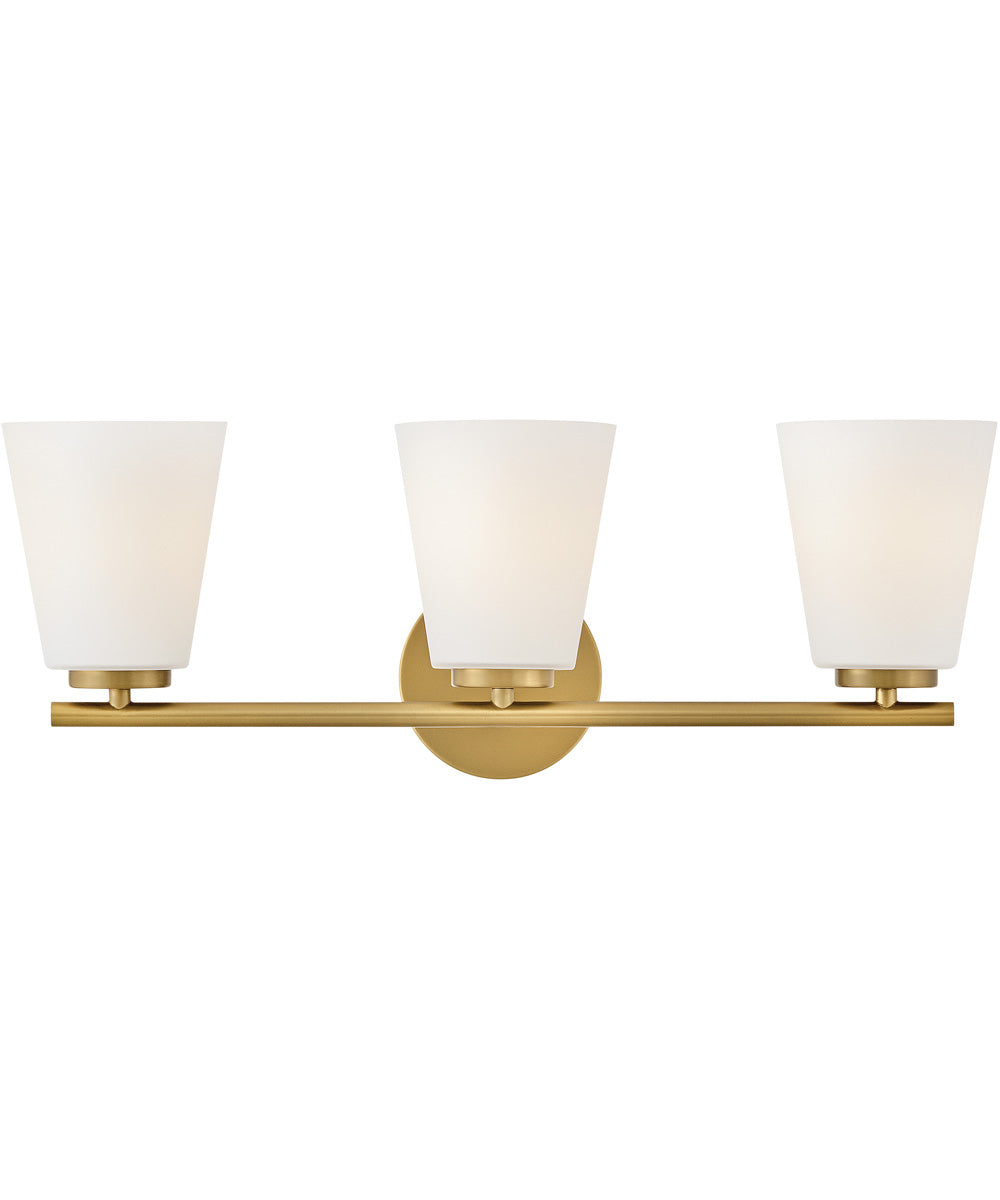 Bri 3-Light Medium Three Light Vanity in Lacquered Brass