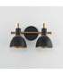Dusk 2-Light Wall Sconce Black / Antique Brass