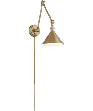 Delancey 1-Light Plug In Portable Wall Burnished Brass, 8"W