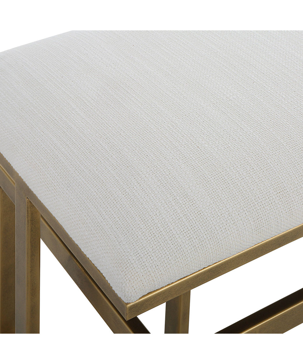 Modern Iron Bench in Antique Brushed Brass with Cushion