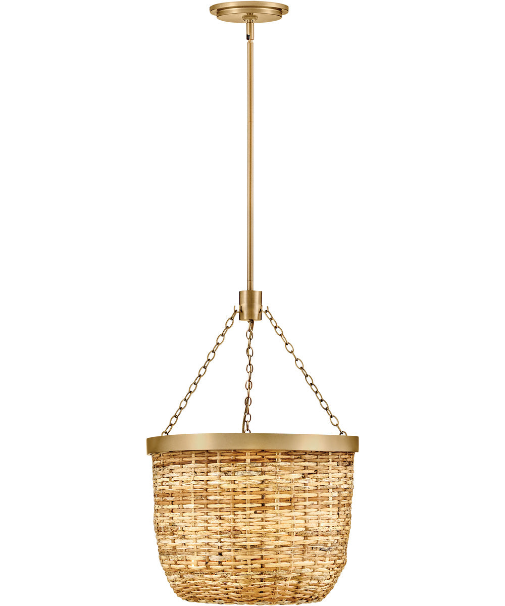 Sanibel 3-Light Large Convertible Pendant in Lacquered Brass