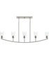 Jheni 5-Light Linear Chandelier with Clear Glass Shades Brushed Nickel