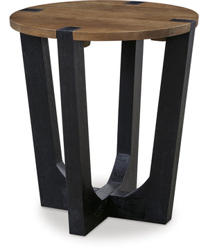 Hanneforth Round End Table Brown/Black