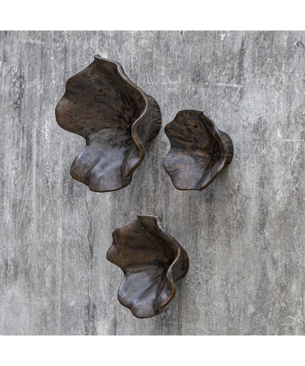 Two Wood Wall Décor In Mocha, Set of 3