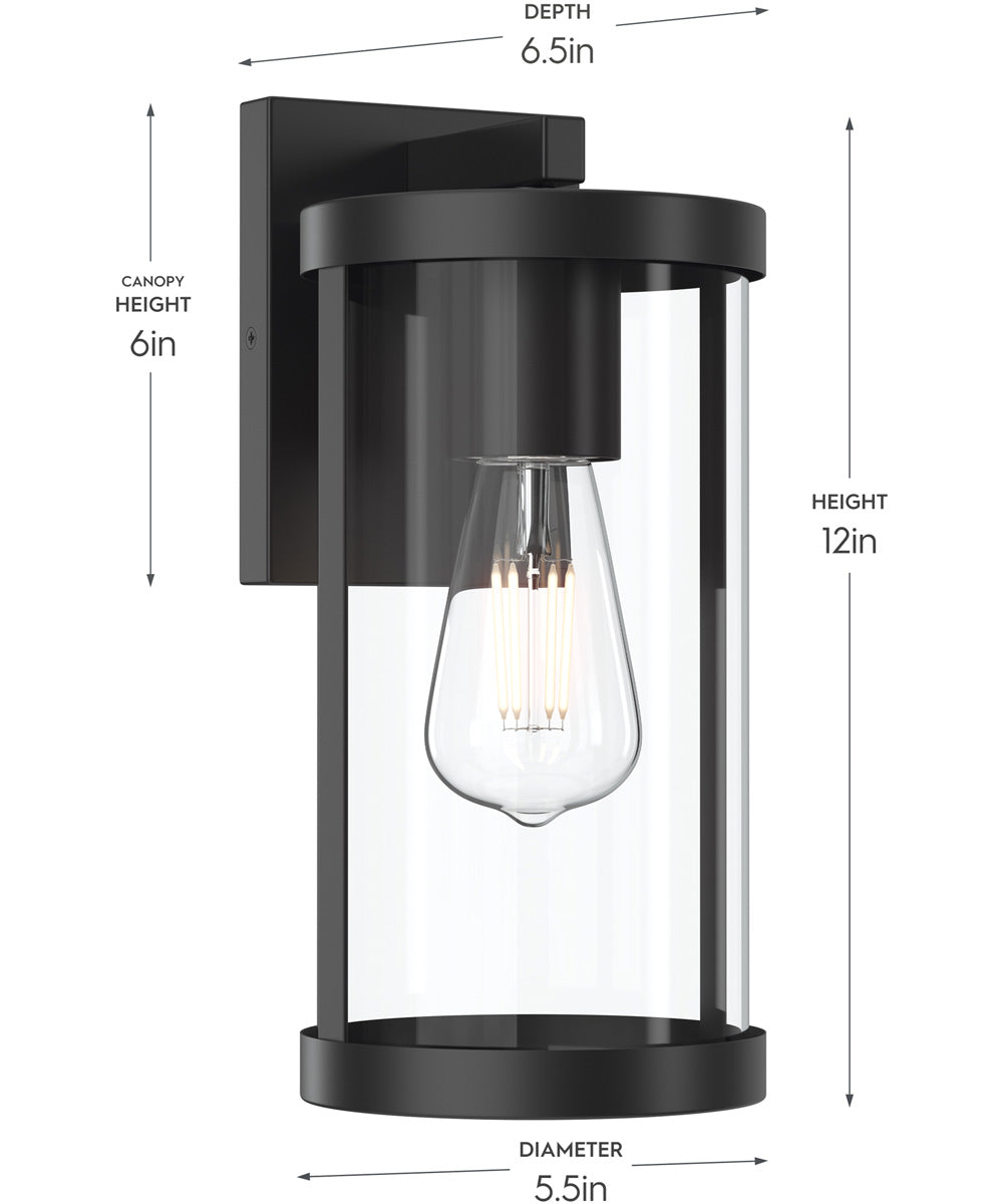 Kagen Medium Outdoor Wall Light with Clear Glass Panels Matte Black