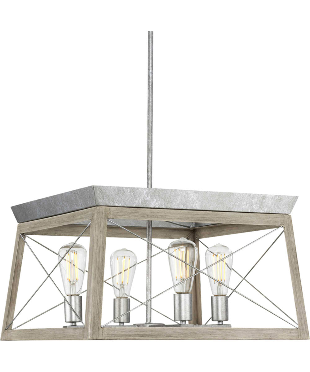 Briarwood 4-Light Bleached Oak/Galvanized Farmhouse Chandelier Light Galvanized Finish