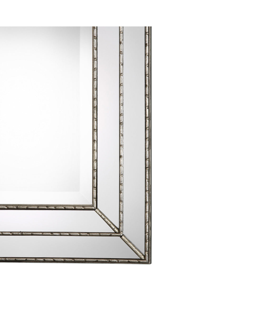 24x34" Wall Mirror Metallic Silver with Groove Texture