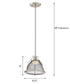 8"W Tex 1-Light Pendant Brushed Nickel / Black