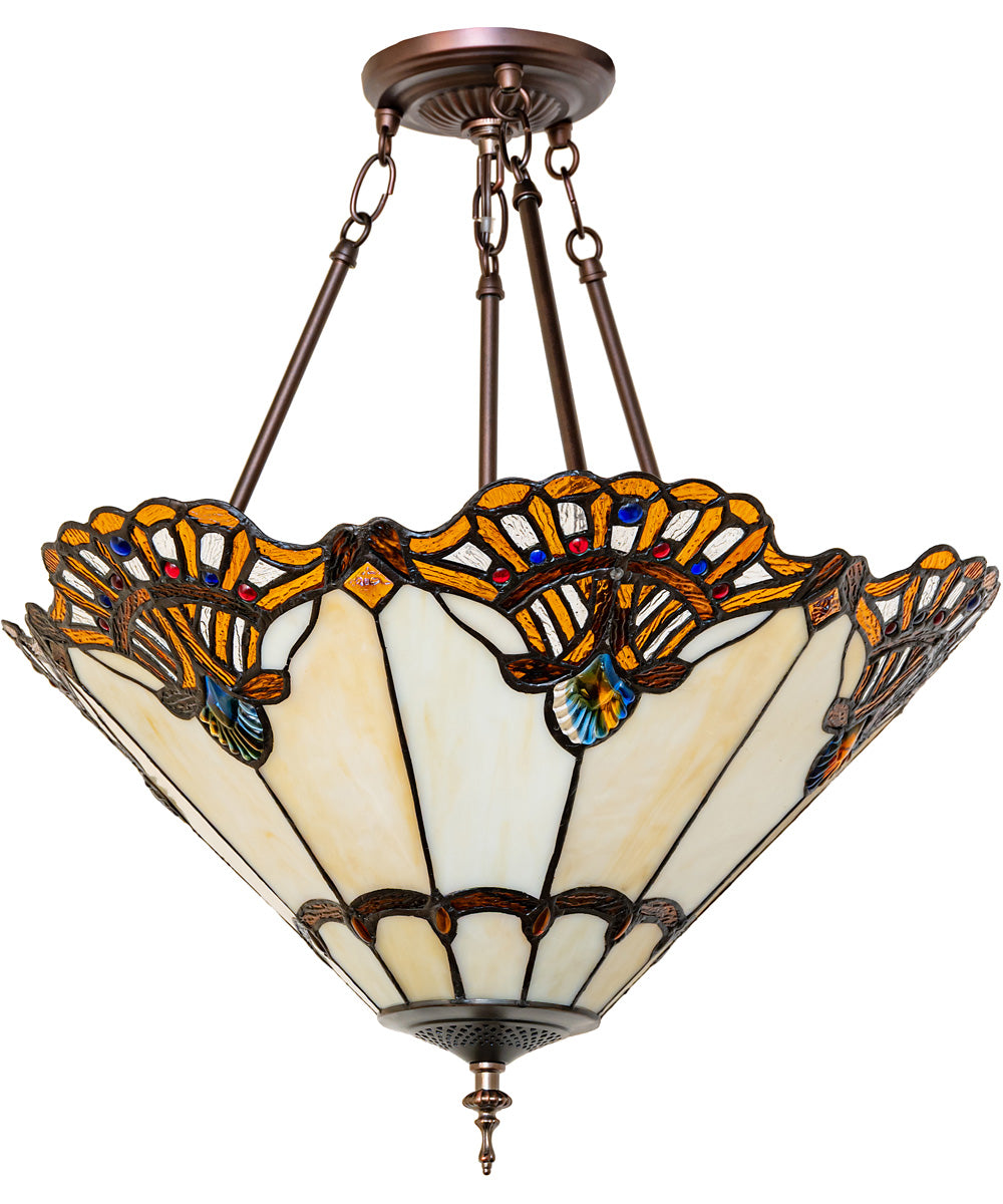20" Wide Shell with Jewels Semi-Flush Mount