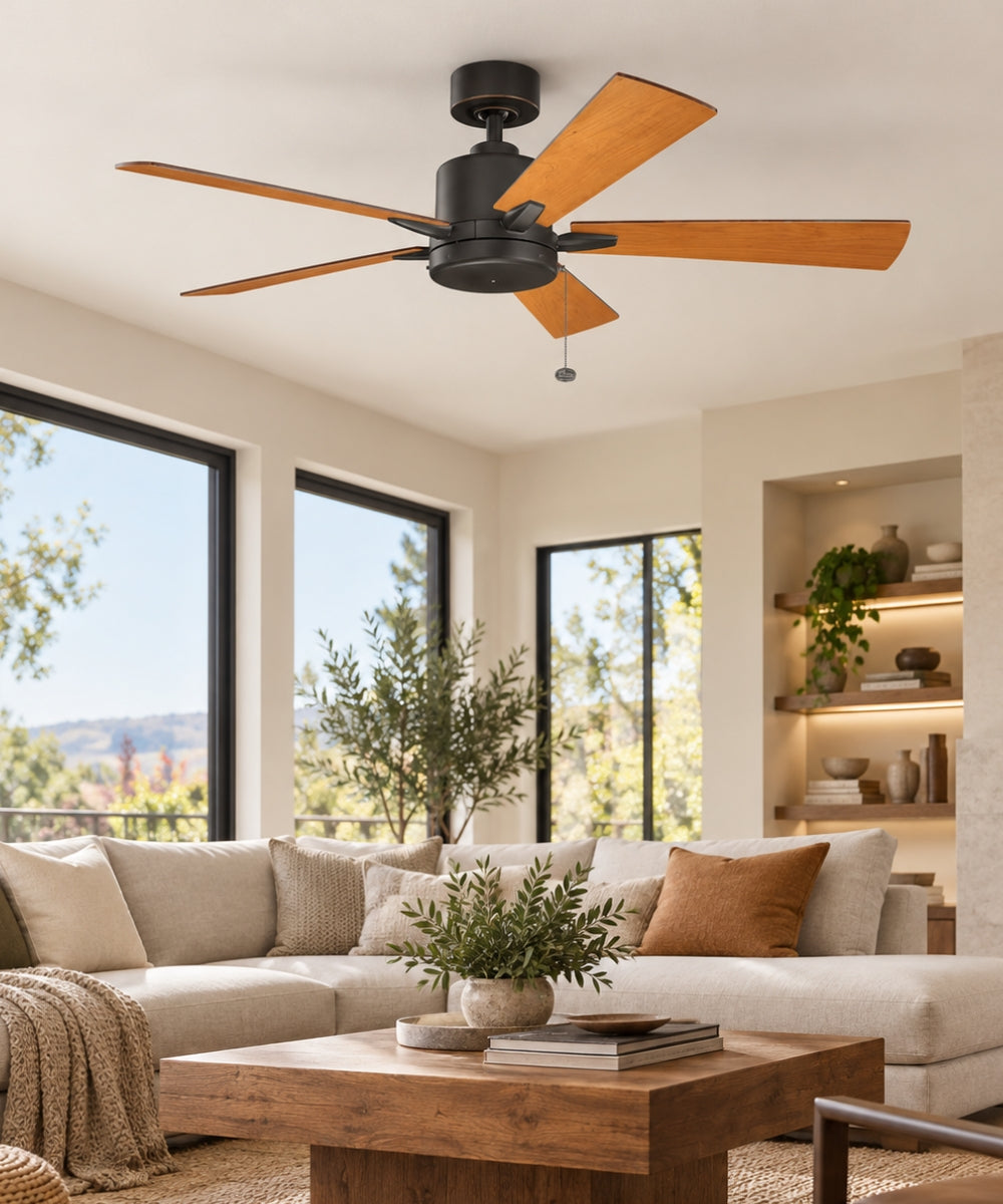 52" Lucian II 5-Blade Ceiling Fan Olde Bronze with Cherry/Walnut Blades by Kichler