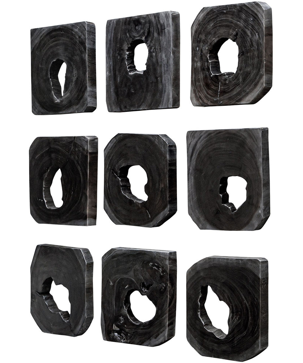 Bahati Ebony Wood Wall Art, Set of 9