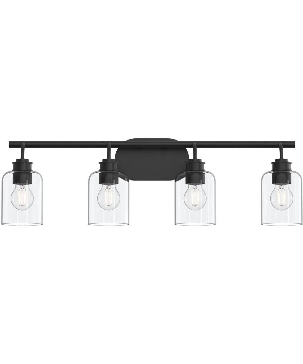 Reines 4-Light Bath Vanity with Clear Glass Shades Matte Black