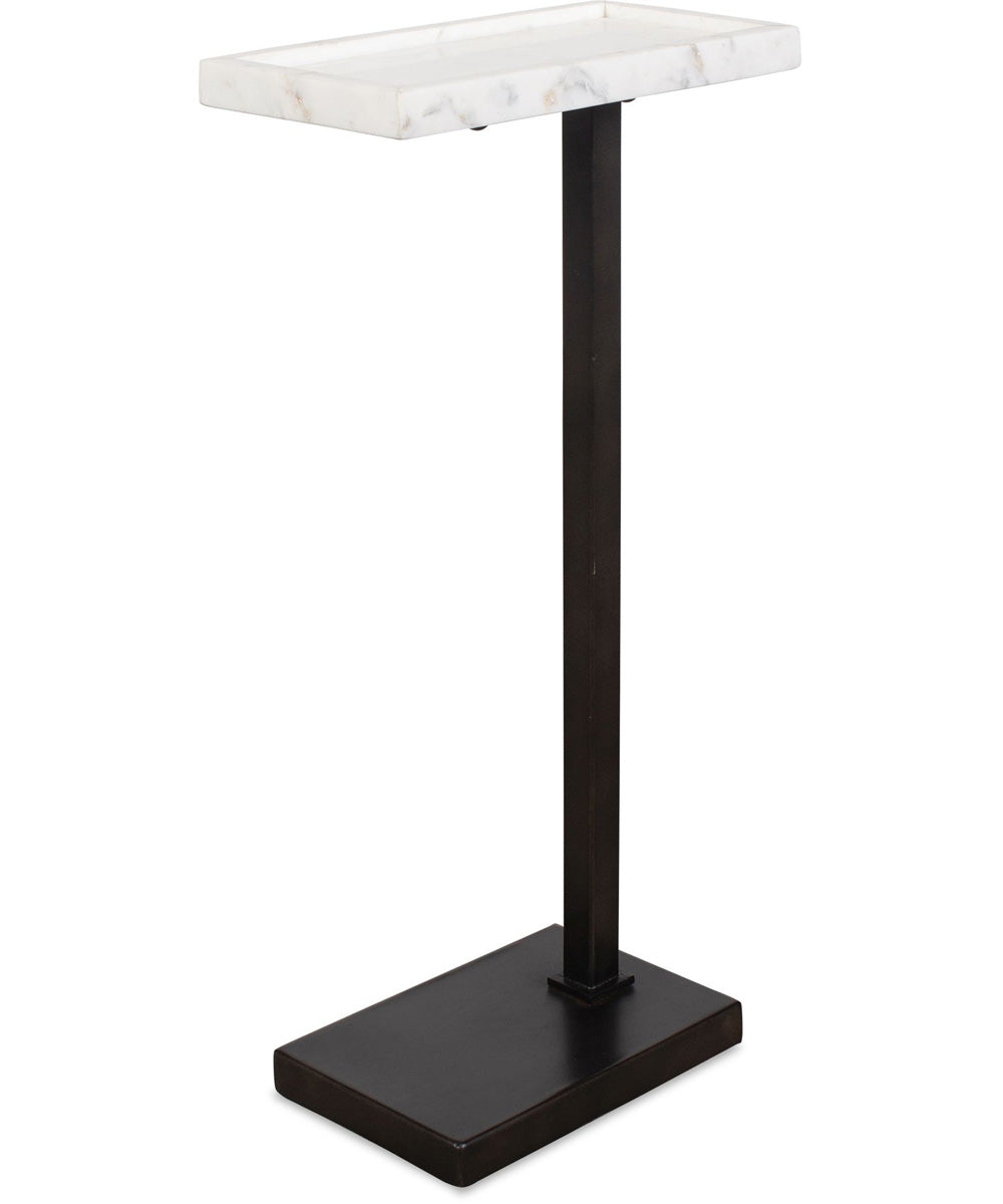 Accent Table with White Marble Tray Top in Dark Bronze