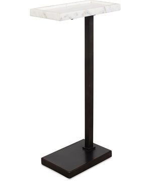 Accent Table with White Marble Tray Top in Dark Bronze