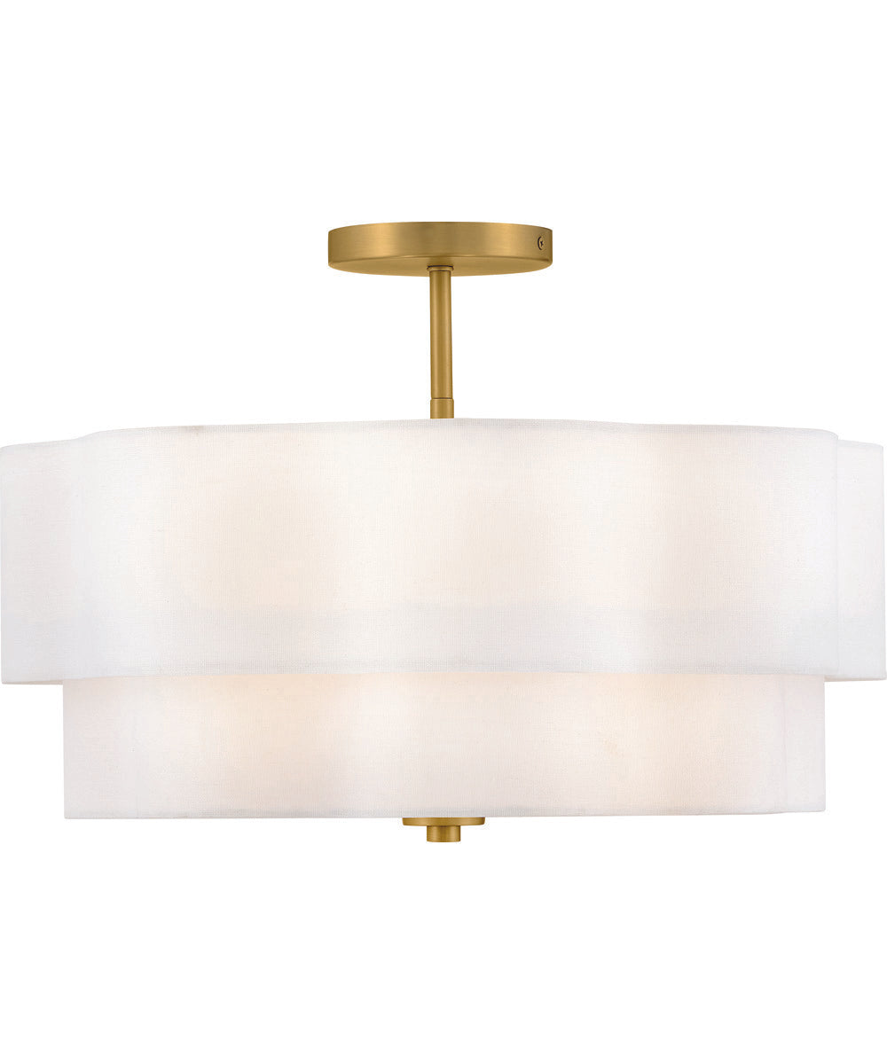 Gwen 4-Light Medium Semi-Flush Mount in Lacquered Brass