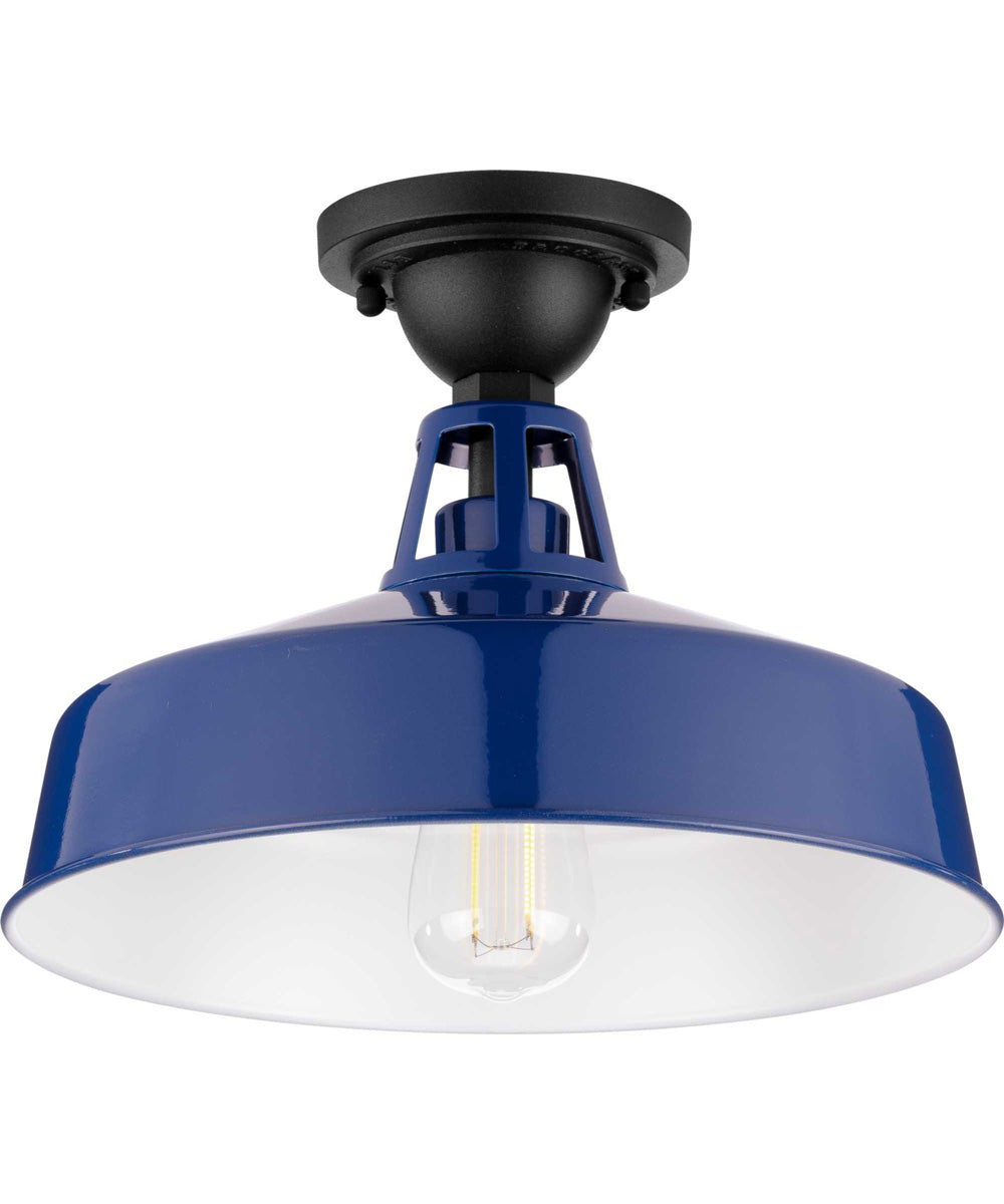 Cedar Springs 1-Light Farmhouse Semi-Flush Mount Navy