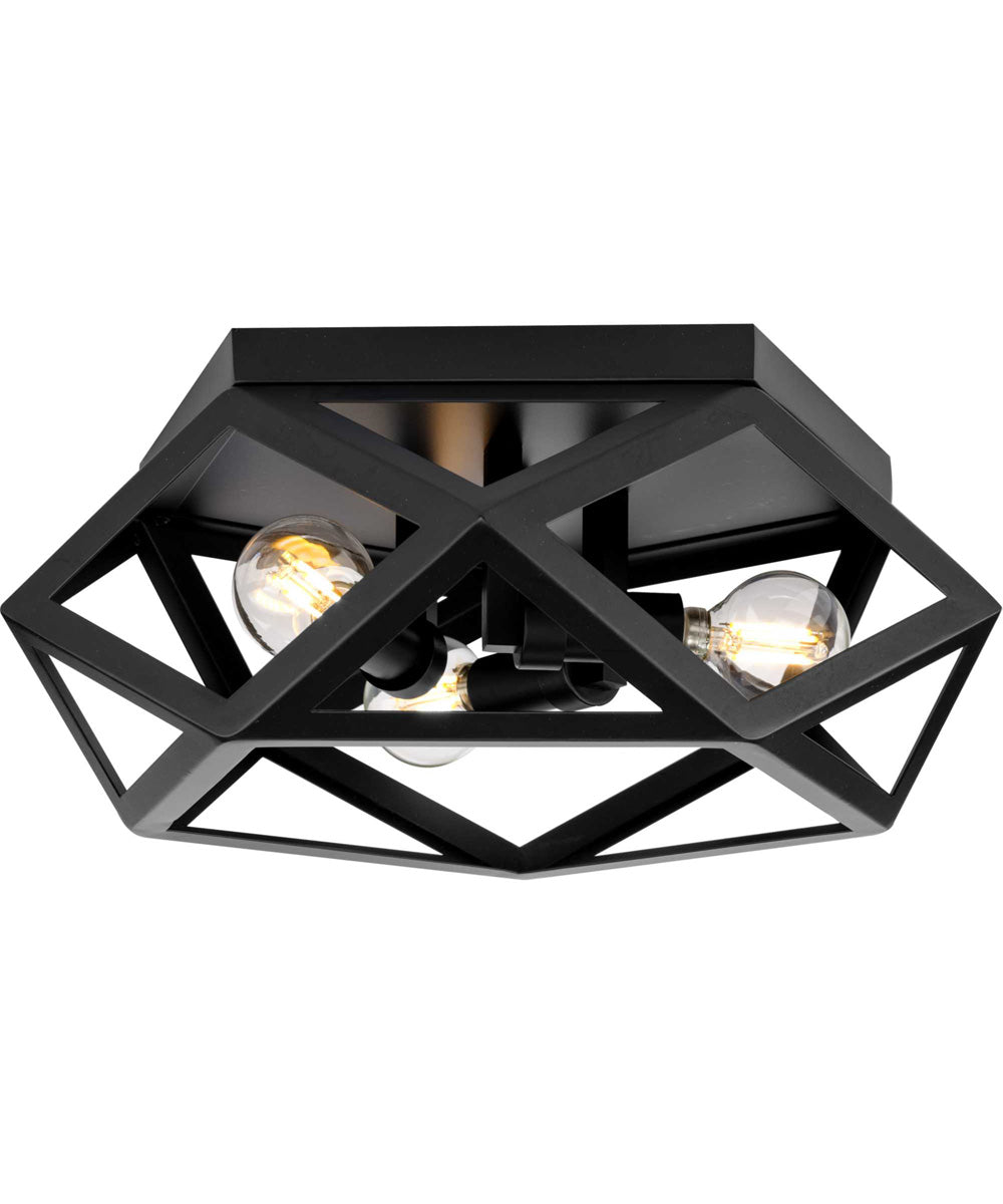 Saucedo 3-Light Modern 14.6" Flush Mount Matte Black