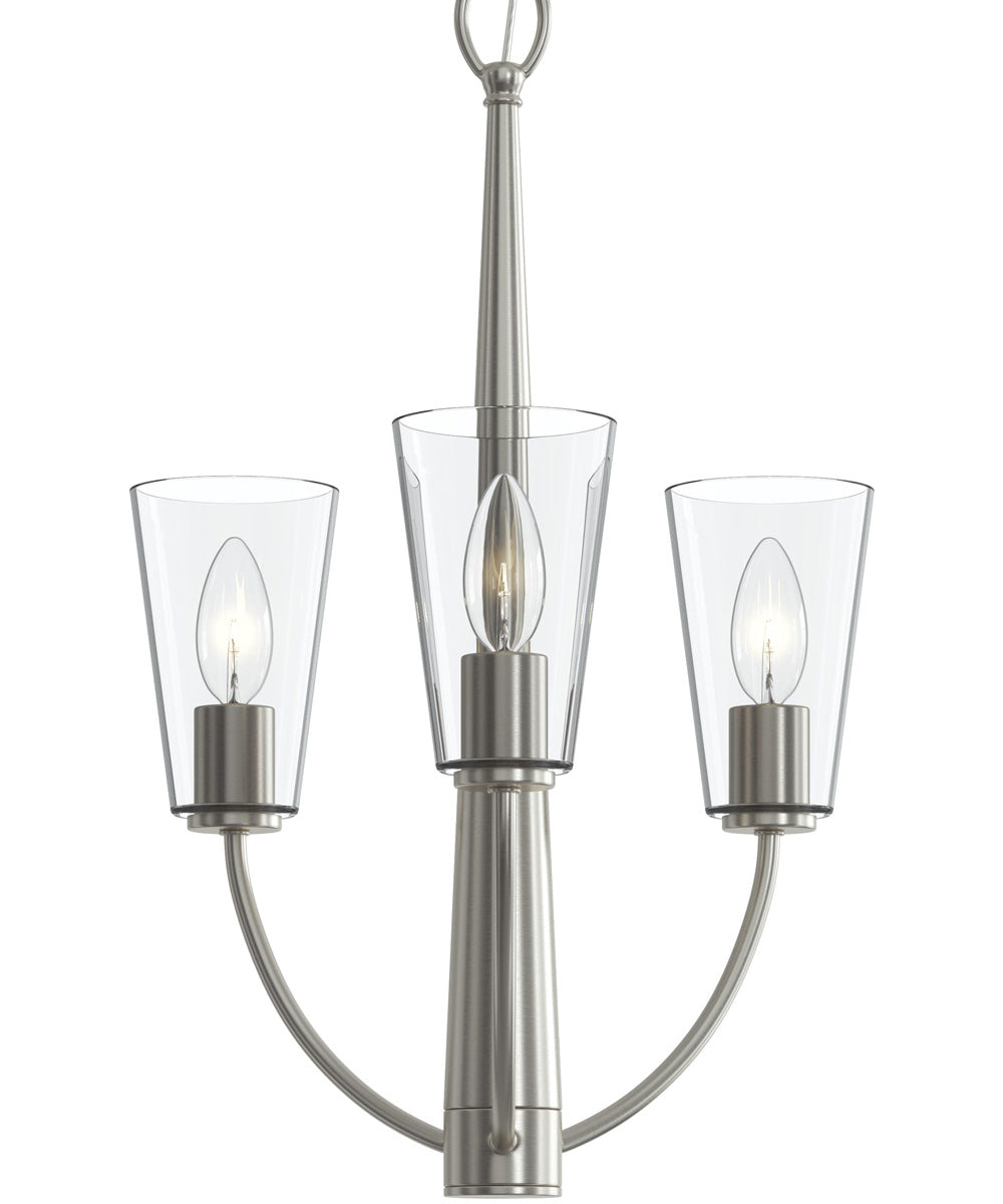Jheni 3-Light Chandelier with Clear Glass Shades Brushed Nickel