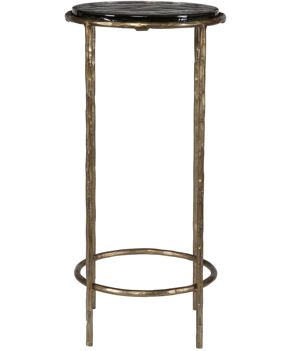 Iron Accent Table Textured with Antique Gold and Glass