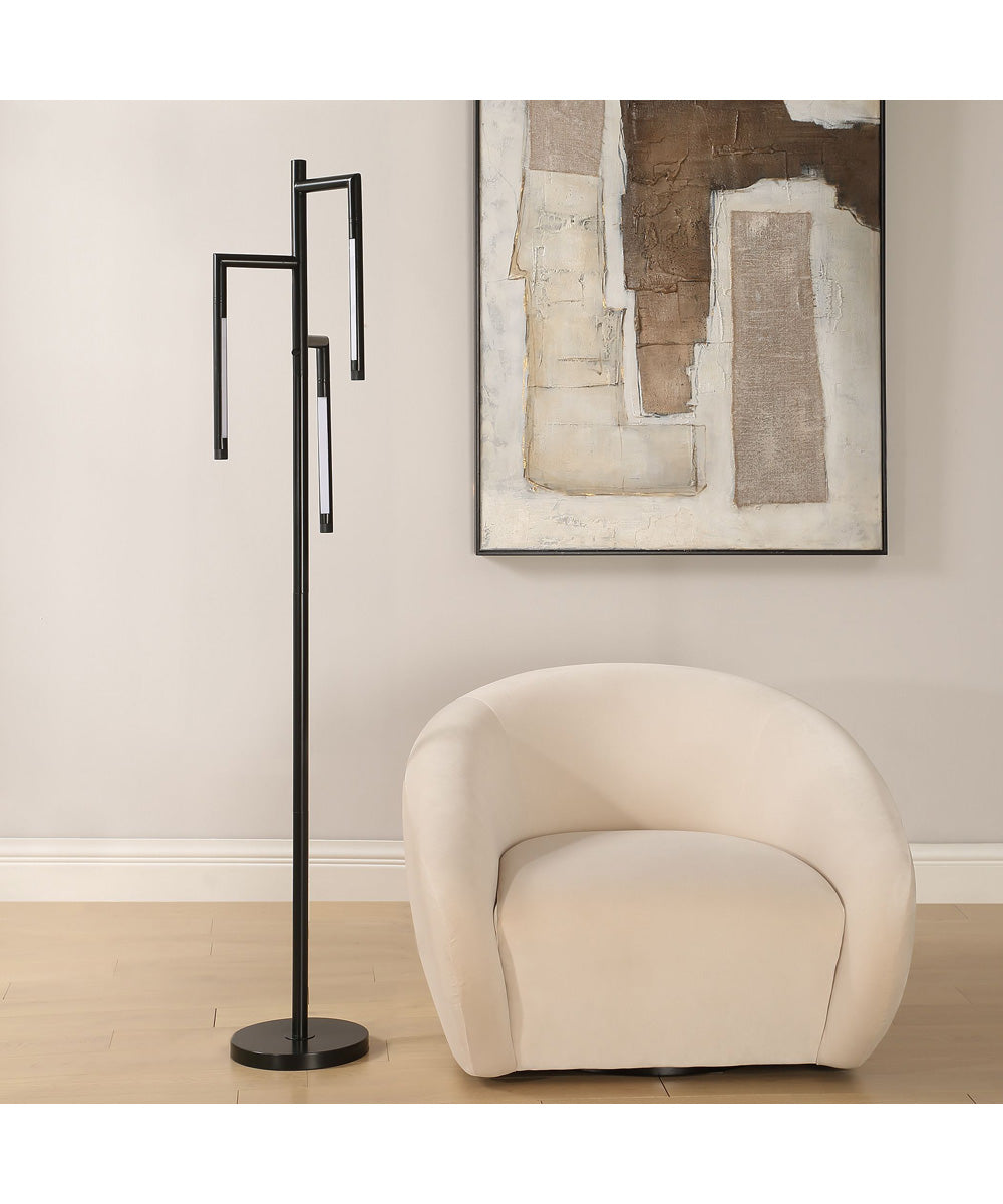 Floor Lamp in Sleek Black with 3 LED arms