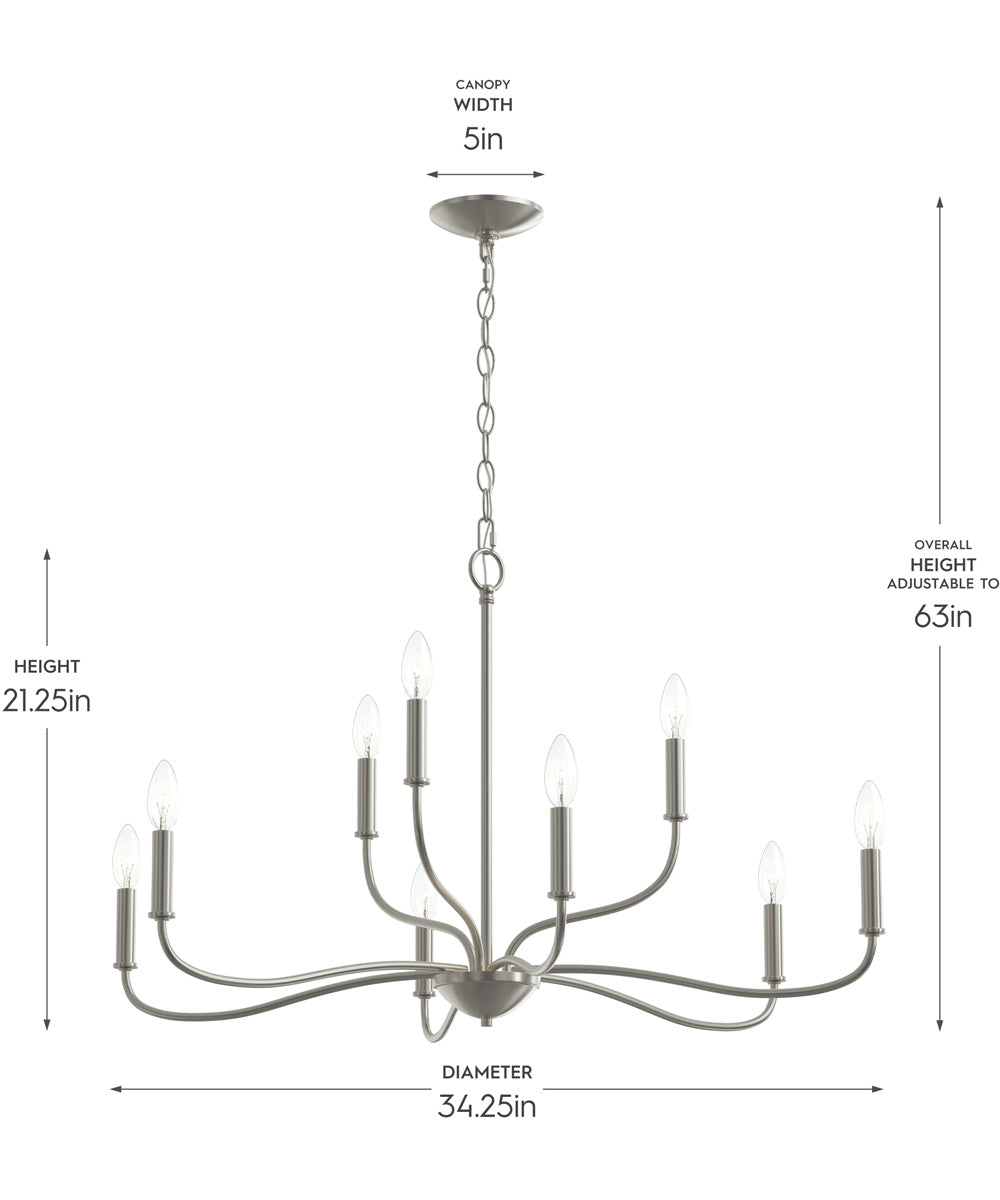 Ilia 9-Light Two-Tier Chandelier Brushed Nickel