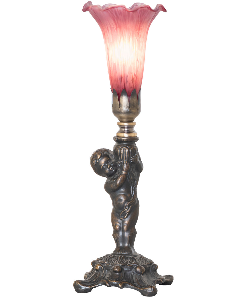 12" High Lavender Tiffany Pond Lily Cherub Mini Lamp