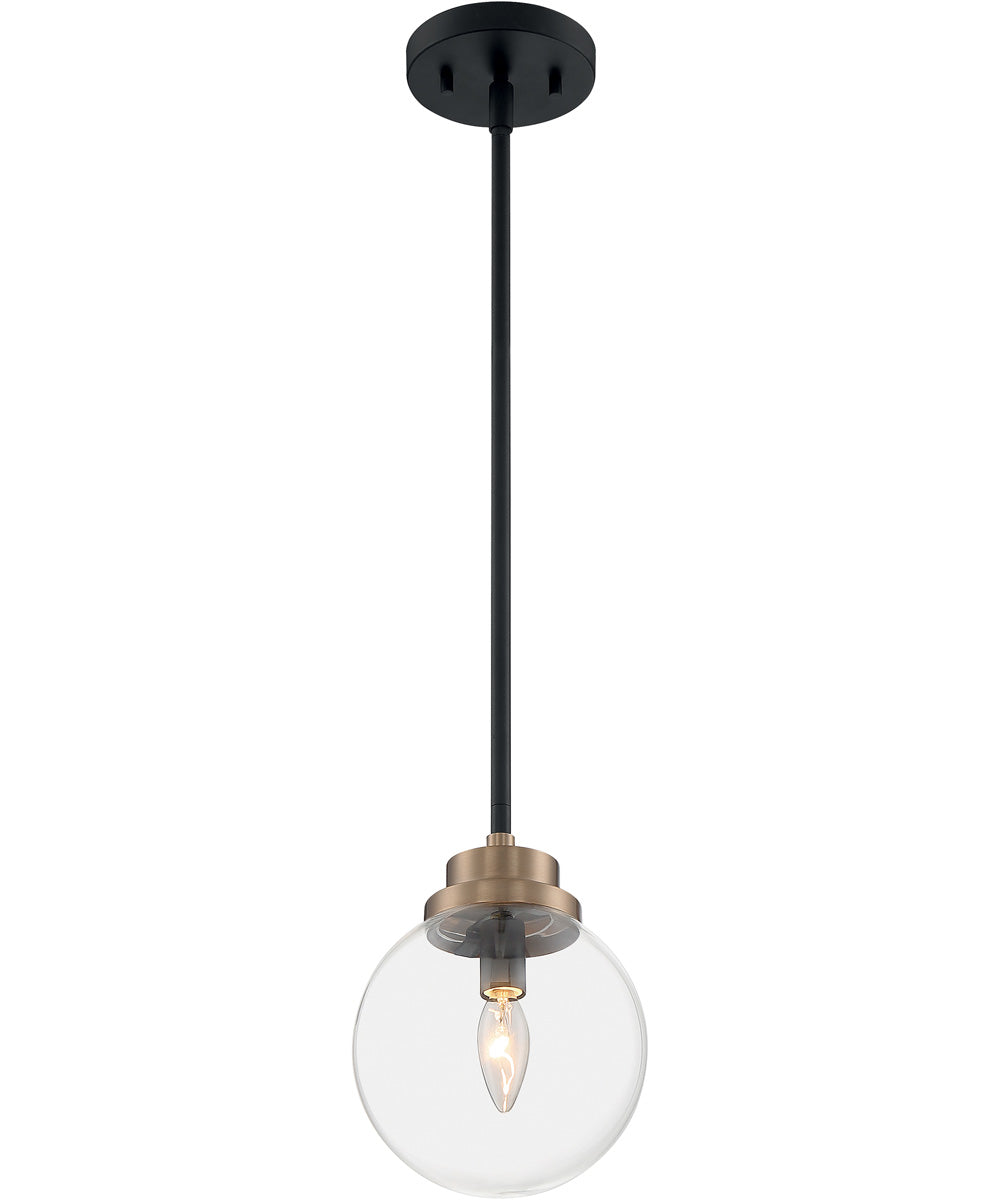 8"W Axis 1-Light Pendant Matte Black / Brass Accents