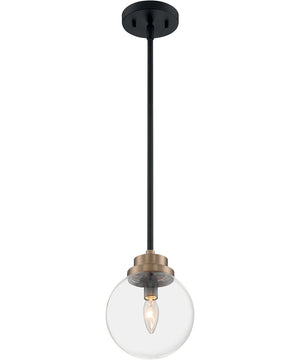 8"W Axis 1-Light Pendant Matte Black / Brass Accents