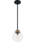 8"W Axis 1-Light Pendant Matte Black / Brass Accents