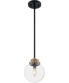 8"W Axis 1-Light Pendant Matte Black / Brass Accents