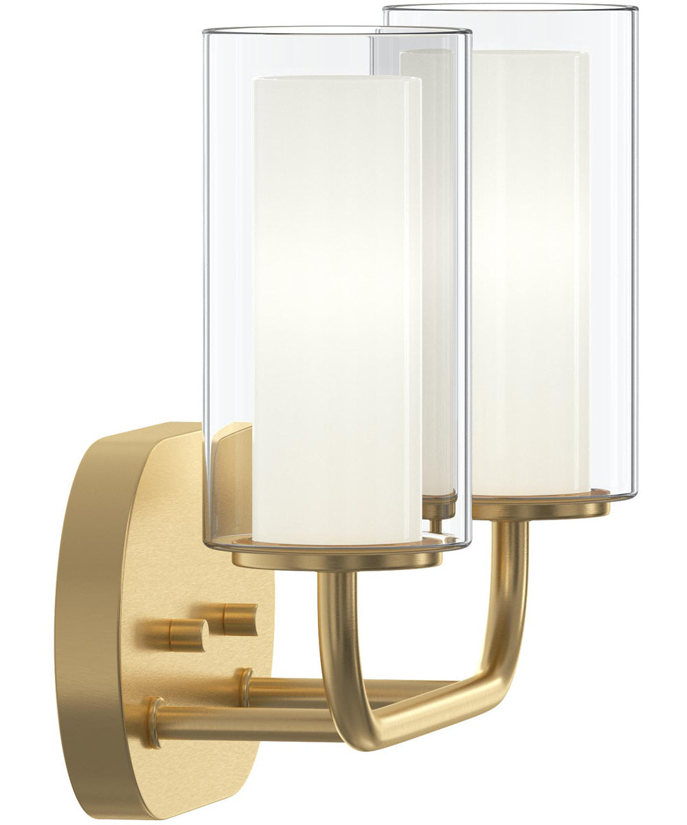 Mack 2-Light Vanity Light with Layered Glass Shades Brushed Gold
