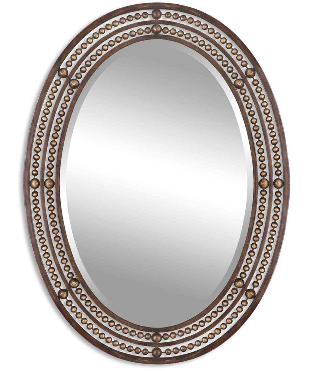 24x34" Wall Mirror in Distressed Oil Rubbed Bronze with Antique Gold