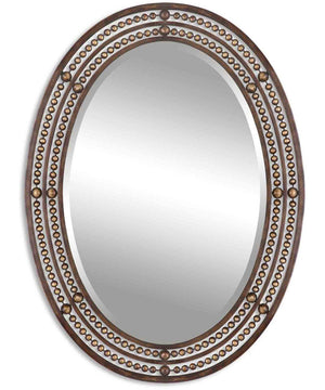 24x34" Wall Mirror in Distressed Oil Rubbed Bronze with Antique Gold