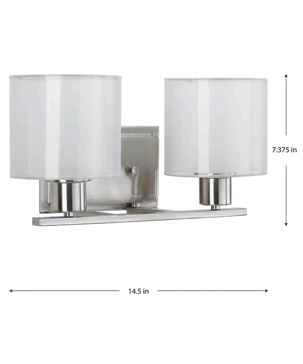 Invite 2-Light 15"w Bath Vanity Light Fixture Brushed Nickel Finish by Progress