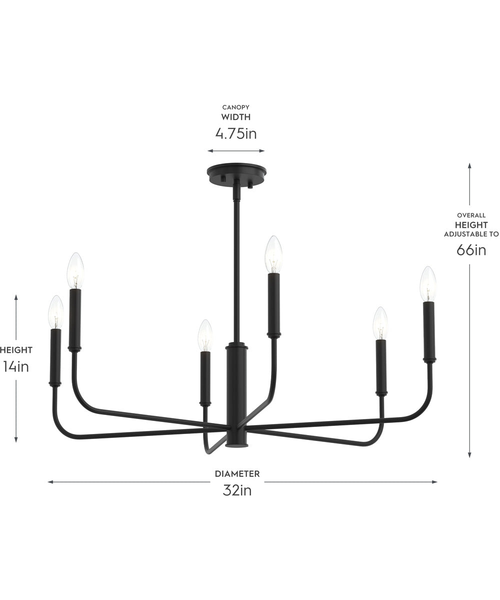Reines 6-Light Large Chandelier Matte Black