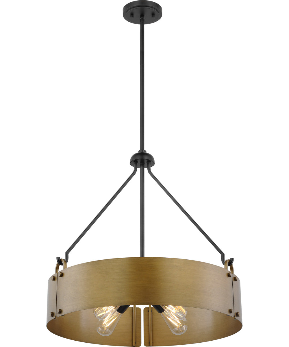 Halter 4-Light Pendant Matte Black / Natural Brass