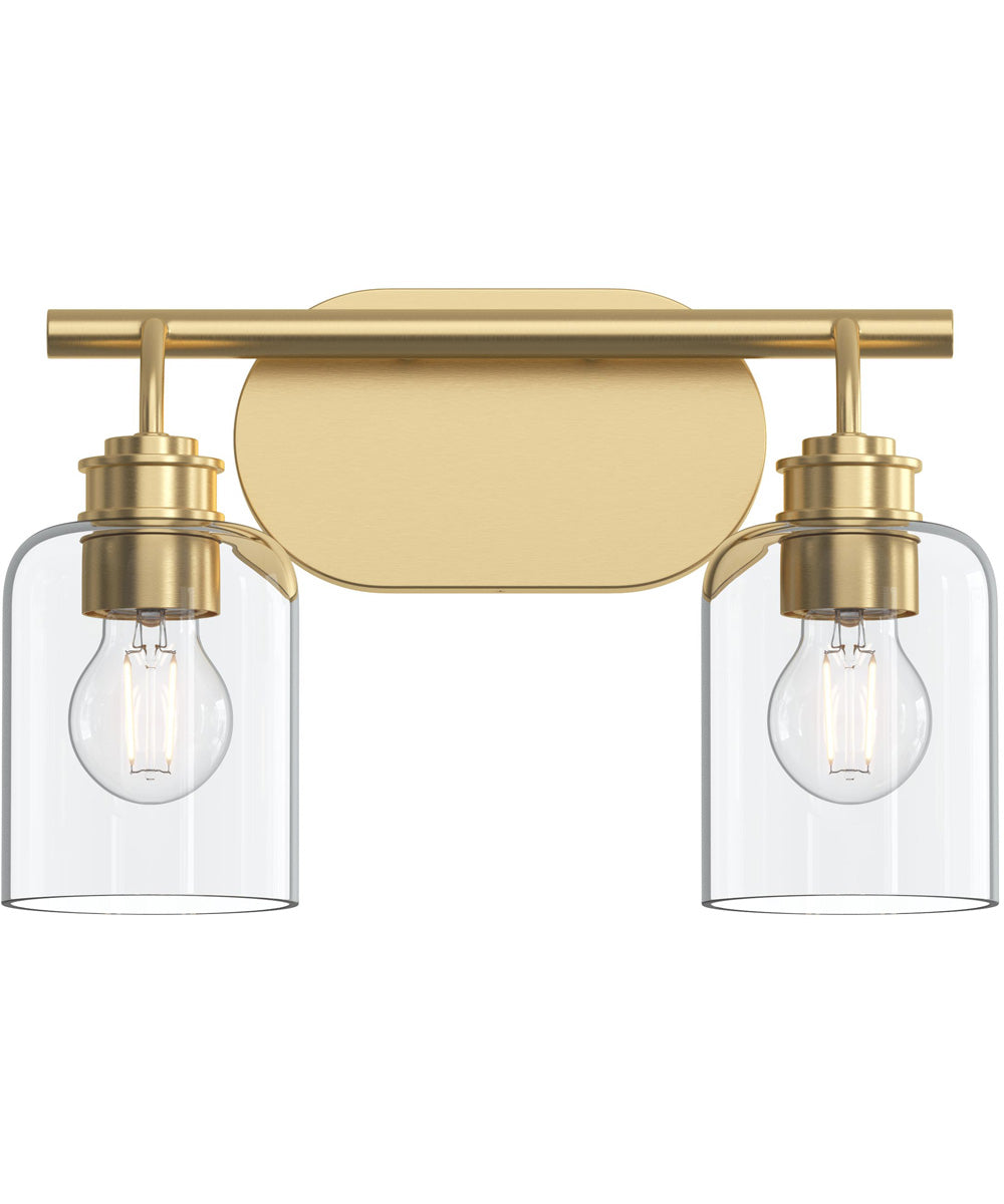 Reines 2-Light Bath Vanity with Clear Glass Shades Brushed Gold