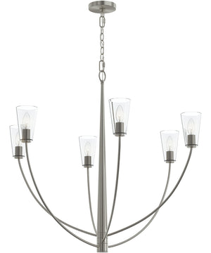 Jheni 6-Light Large Chandelier with Clear Glass Shades Brushed Nickel
