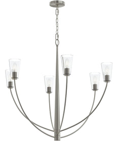 Jheni 6-Light Large Chandelier with Clear Glass Shades Brushed Nickel