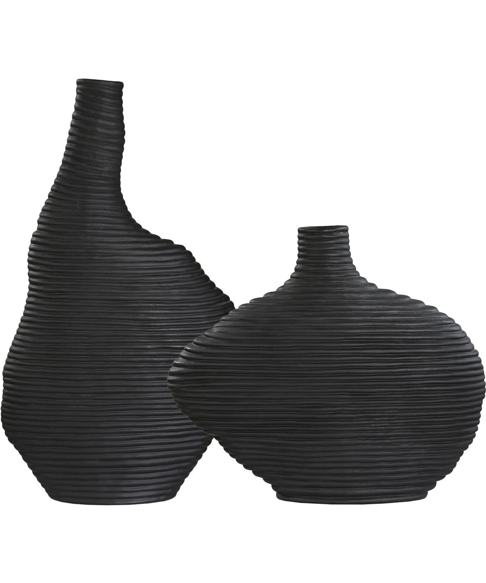 Duostacked Black Vases Set of 2