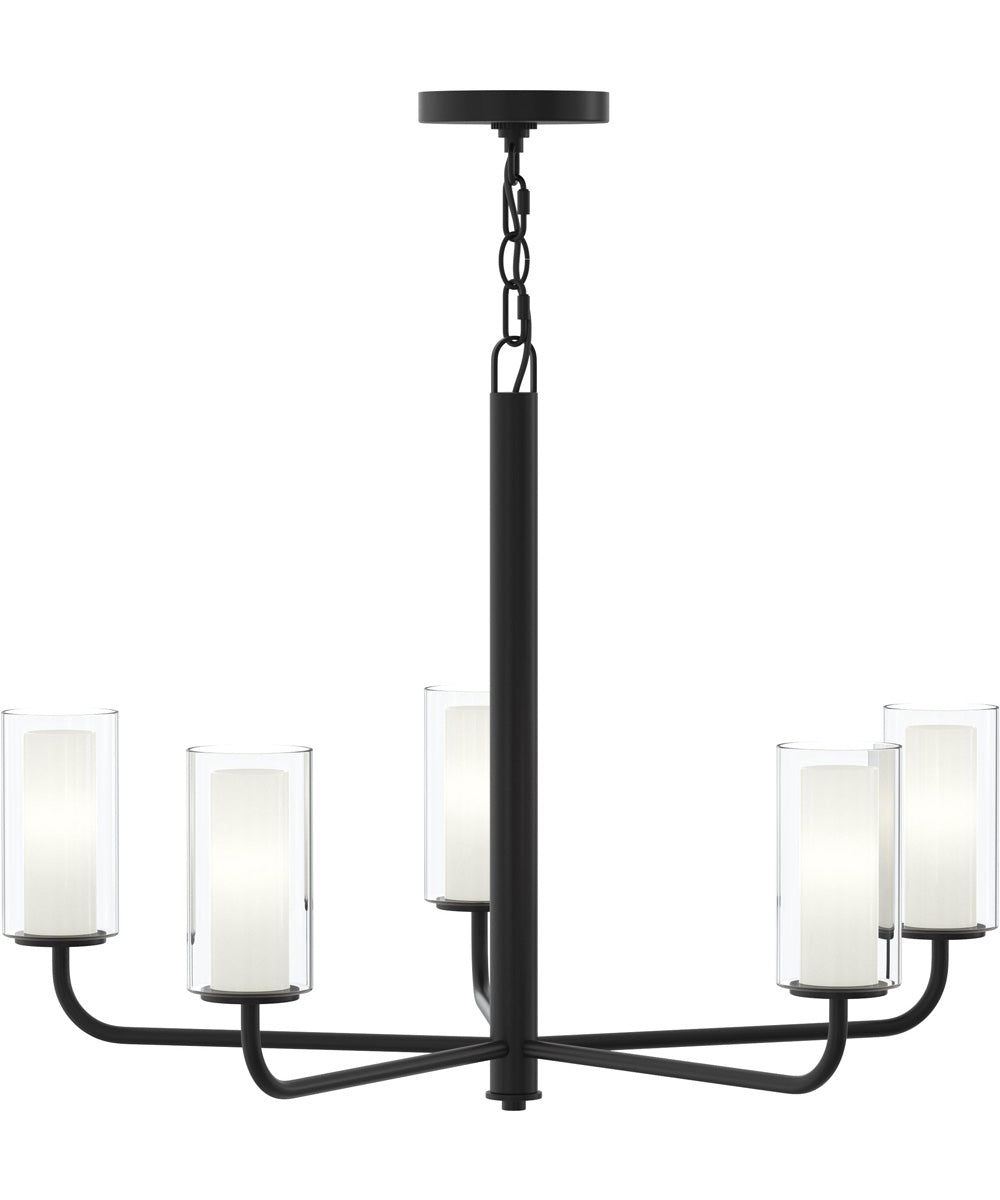 Mack 5-Light Chandelier with Layered Glass Shades Matte Black