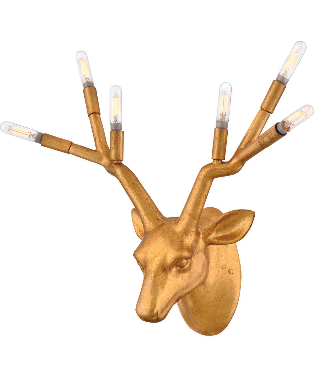 Stag 6-Light Large Six Light Sconce in Distressed Brass