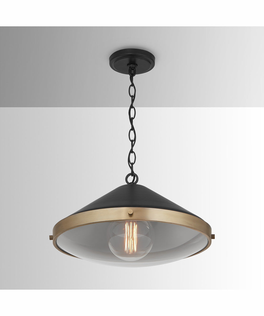 Polaris 1-Light Pendant Aged Brass and Black